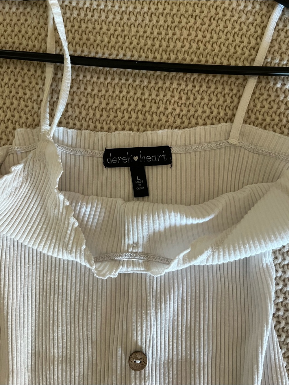 White Ribbed Button-Front Slip Dress - Picture 3 of 3
